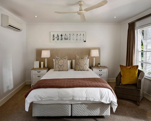 Darkened bedroom with blackout curtains